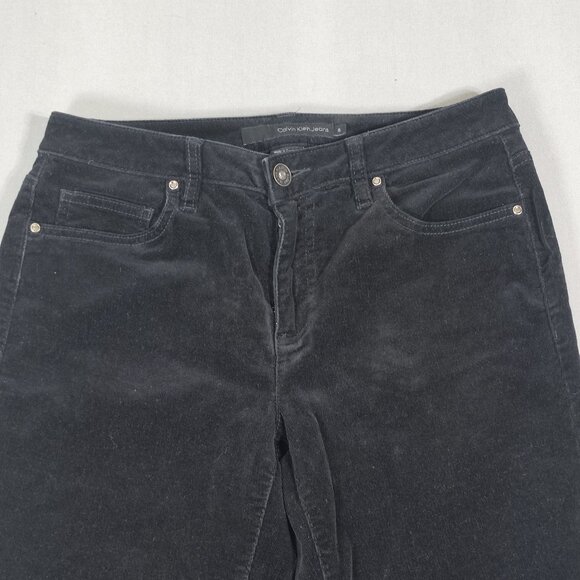 Calvin Klein Jeans micro corduroy casual pants women's size 8 black straight - Picture 2 of 9